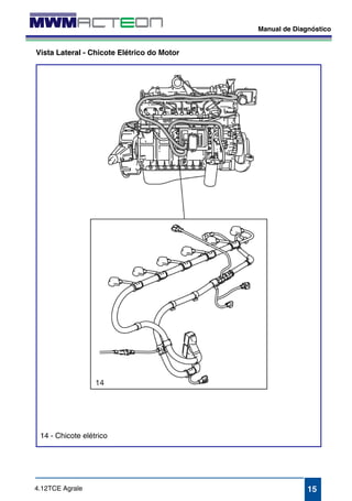 Manual de Diagnóstico 
15 
Vista Lateral - Chicote Elétrico do Motor 
14 - Chicote elétrico 
4.12TCE Agrale 
 