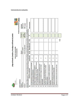 DUBUJO TÉCNICO Página 117
Instrumentos de evaluación.
 