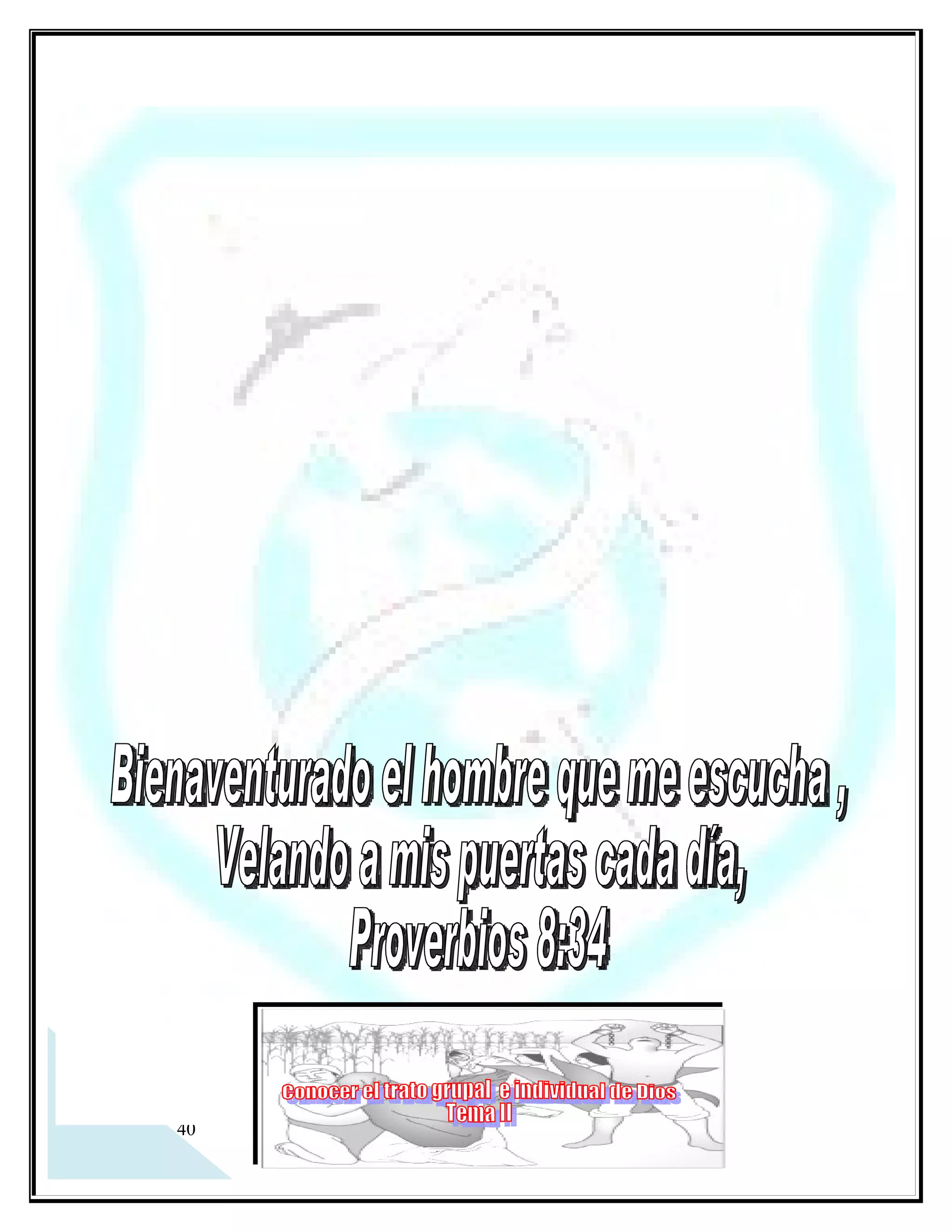a.   ETAPAS DE TRATO GRUPAL DE DIOS.

 Preparación de Moisés (Éxodo capítulos 3 y 4).

 Los 70 años de cautiverio (Jer 25: 1-14).

 El trato hacia el ministerio profético ( Jer 15: 15-21).



CRISTO TRATABA CON LAS MULTITUDES

b. EL TRATO INDIVIDUAL DE DIOS.

 Ejemplo: Nicodemo (Jn 3).

 La mujer que tocó el manto (Marcos 5:25-34).



c.   DIOS PUEDE USAR NUESTRAS VIDAS PARA TRATAR CON MULTITUDES O CON UNA SOLA PERSONA.

 Usó la persona de Pedro para predicarle a 3000 (Hechos 2).

 Usó la persona de Pedro para predicarle a uno: Cornelio.



Dios atiende los asuntos generales y asuntos personales. El puede tratar con una nación, una ciudad, una
familia o una persona.

(Ministrar en oración situaciones generales y situaciones personales).




 18
 