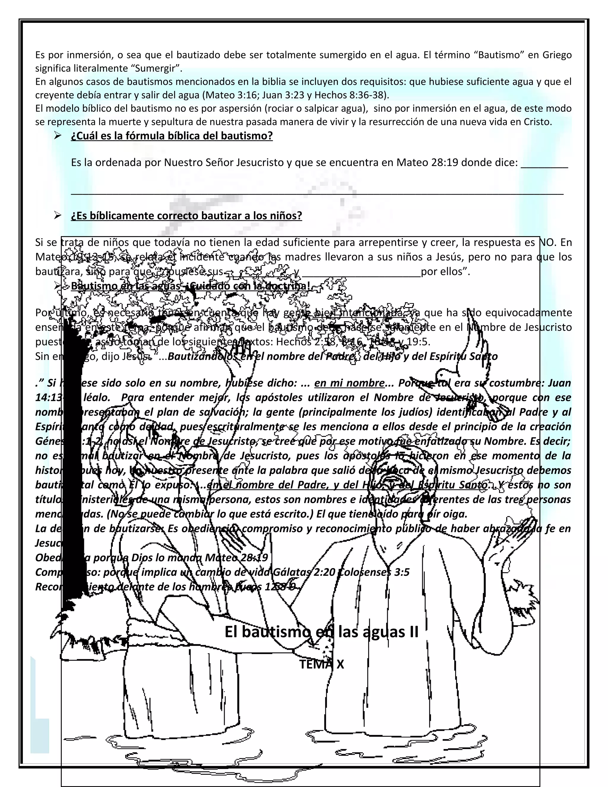 Ofrendas y Diezmos
                                              TEMA IV
Para abordar este tema debemos dejar asentado, que todos los bienes materiales son de Dios. Este principio
escritural nos hace entender, que nada es nuestro, todo es de EL

Éxodo 19:5, Salmos 24:1, Salmo 50:10-12, Hageo 2:8
El diezmo estatutariamente prefijado en el 10 % de las entradas generales. La ofrenda esta sujeta, a lo que
dictamina el corazón del adorador.

Datos: Para el conocimiento del maestro
Ofrendas prescriptas en la ley (ceremoniales)
El Holocausto Levítico 1; 6:8-13
La Oblación      levítico 6:14-23

Acercarse a Dios con ofrenda: Desde el principio a Dios se le acerco con ofrenda agradable. Aquí vemos a los
primeros ofrendadores que la biblia menciona
Abel: Génesis 4:4-5.
Saúl: 1° Samuel 9:6-8.
Gedeón: Jueces 6:18.

Sostenimiento sacerdotal
1° Corintios 9:4-14: No poner bozal al buey que trilla.
Filipenses 4:10-19: Sostenimiento de Pablo.
1° Timoteo 5:17-18: El obrero es digno de su salario.
Deuteronomio 14:28-29; 26:13: Sostenimiento de los levitas, huérfanos y extranjeros.

Ofrenda Voluntaria generosa.
Antiguo Testamento: Éxodo 25:1-2; 1° Crónicas 26:6-9; 2° Crónicas 24:8-11.
Nuevo Testamento: 2° Corintios 8:1-5,11-12.

Ofrendar con alegría.
Antiguo Testamento: Éxodo 35:21-29; 2° Crónicas 24:10.
Nuevo Testamento: 2° Corintios 8:1-5.

Ofrendas proporcionales: 1° Corintios 16:2; 2° Corintios 8:2-12.

El Diezmo
Antiguo Testamento: Malaquías 3:10.
Nuevo Testamento: Mateo 23:23.

La ofrenda es la medida de nuestro corazón y el diezmo es la medida de nuestra obediencia.
El valor de la ofrenda, Dios no la mide por la cantidad, si no por la calidad de la entrega, una mujer ofrendo
menos, pero entrego más. Marcos 12:41-44

Diezmo = décima parte (2° Crónicas 31:5-6, 12; Nehemías 10:38-39; 12:44-47 ; 13:5,12 ; Amos 4:4).


 31
Pagar los diezmos: Levítico 27:30; Lucas 14:42; Deuteronomio 14:22; Malaquías 3:10; Mateo 23:23.
 