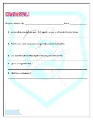 CAPÍTULO II

Conociendo características de Dios

1) La voz de Dios.
a. Voz de autoridad y supremacía universal.
b. Voz de Dios en el Antiguo Testamento.
c. Voz de Dios en el Nuevo Testamento.

2) Conocer el trato grupal e individual de Dios.
a. Etapas del trato grupal de Dios.
b. El trato individual de Dios.
c. Dios puede usar nuestras vidas para tratar con multitudes o con una sola persona.

3) Conocer el carácter paternal de Dios.
a. Conocer su naturaleza paternal.
b. Conocer su disciplina paternal.
c. Conocer la compasión paternal.

4) Conocer las tres personas componentes de Dios.
a. Conocer las tres personas que componen a Dios.
b. Diversas manifestaciones de la trinidad.
c. Otras referencias bíblicas que confirman que esto es verdad.

5) Examen.




 15
 
