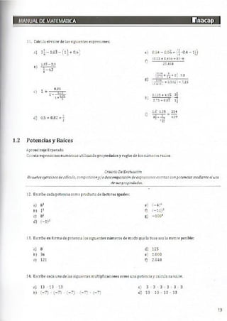 Manual de ejercicios  matematicas 1 inacap