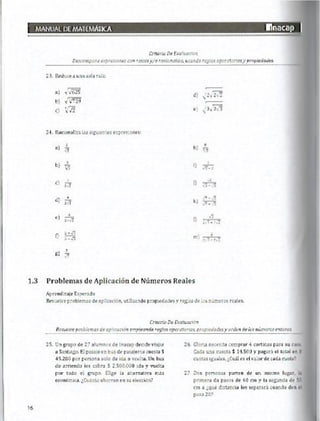 Manual de ejercicios  matematicas 1 inacap