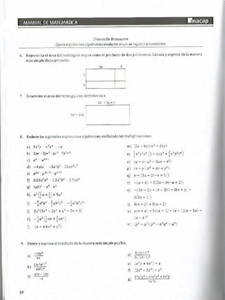 Manual de ejercicios  matematicas 1 inacap