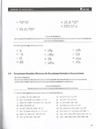 Manual de ejercicios  matematicas 1 inacap