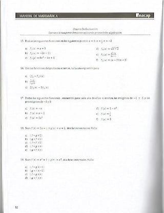 Manual de ejercicios  matematicas 1 inacap