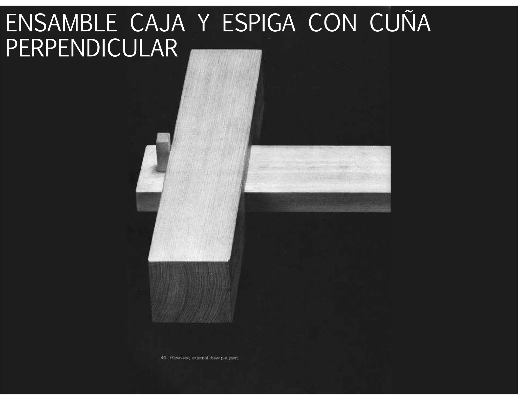 ENSAMBLE CAJA Y ESPIGA CON CUÑA
PERPENDICULAR
 