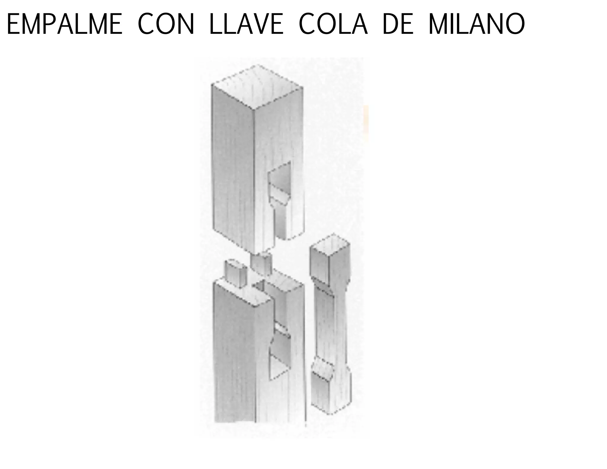 EMPALME CON LLAVE COLA DE MILANO
 