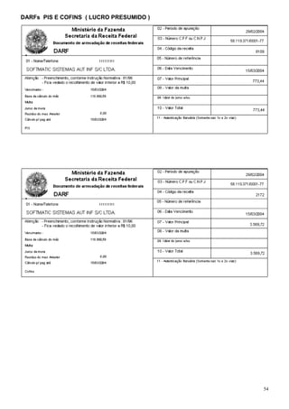 DARFs PIS E COFINS ( LUCRO PRESUMIDO )




                                         54
 