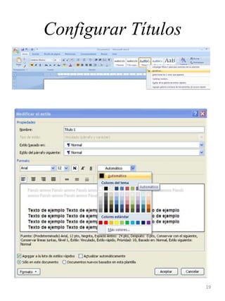 Configurar Títulos
19
 