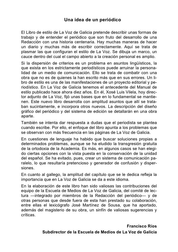 Manual de estilo web la voz de galicia Libro de Estilo de La Voz de Galicia