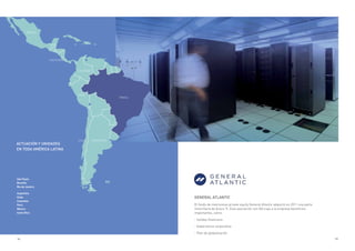 76 77
COLOMBIA
ARGENTINA
BRASIL
CHILE
PERÚ
MÉXICO
COSTA RICA
El fondo de inversiones private equity General Atlantic adquirió en 2011 una parte
minoritaria de Aceco TI. Esta asociación con GA trajo a la empresa beneficios
importantes, como:
- Solidez financiera
- Gobernanza corporativa
- Plan de globalización
ACTUACIÓN Y UNIDADES
EN TODA AMÉRICA LATINA
São Paulo
Brasília
Rio de Janeiro
Argentina
Chile
Colombia
Perú
México
Costa Rica
General Atlantic
 