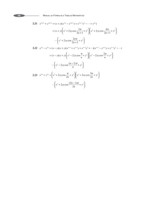 MANUAL DE FÓRMULAS E TABELAS MATEMÁTICAS
16
2.21
2.22
2.23
 