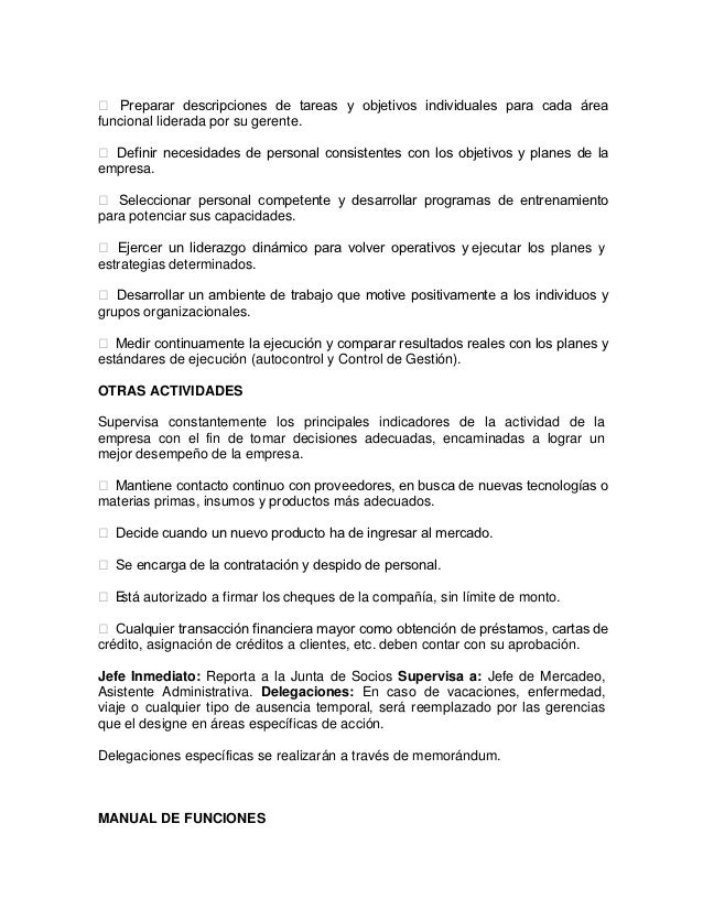 Manual de funciones DISTRIBUIDORA EL SABOR DEL CAFE