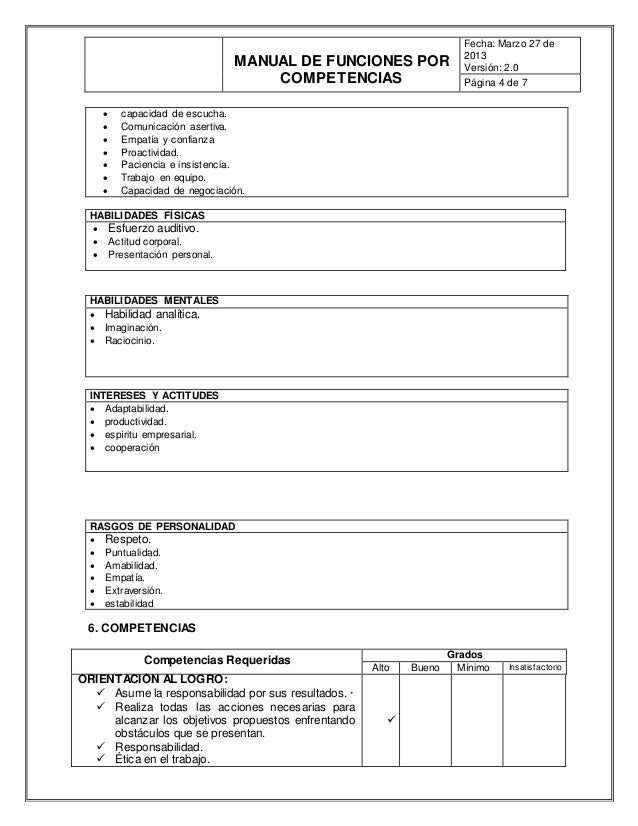 Manual de funciones de un asesor comercial