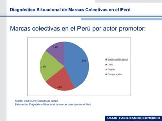 Diagnóstico Situacional de Marcas Colectivas en el Perú
Marcas colectivas en el Perú por actor promotor:
 