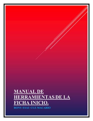 MANUAL DE
HERRAMIENTAS DE LA
FICHA INICIO.
RONY ESAU CUZ MACARIO
 