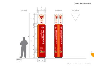 4. SINALIZAÇÃO | TÓTEM

VISTA LATERAL

VISTA FRONTAL

VISTA SUPERIOR

31

UNIDADE cm
ESCALA 1:25

�
S A M U

1 9 2

|

M A N U A L

D E

I D E N T I D A D E

V I S U A L

 