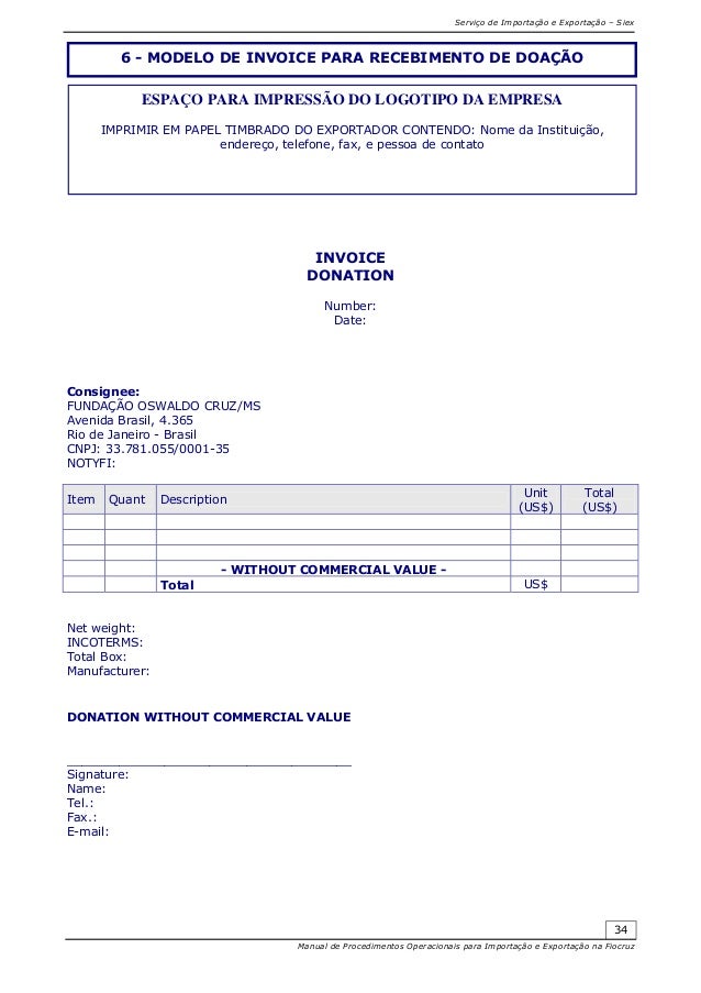 manual de importação