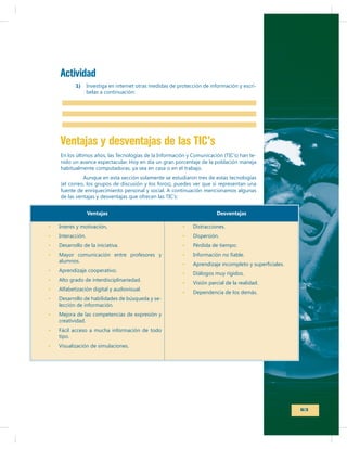 Actividad
1)

-

Ventajas y desventajas de las TIC’s
-

Ventajas

Desventajas

.

-

63

 