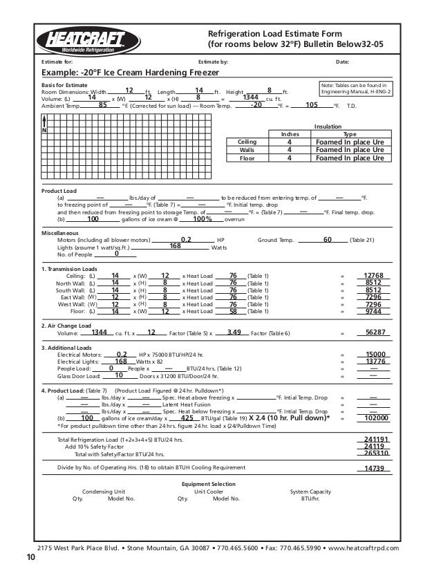 Heatcraft refrigeration load calculator