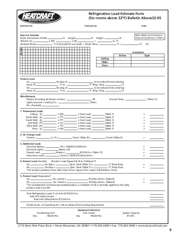 Heatcraft refrigeration load calculator Heatcraft refrigeration load calculator