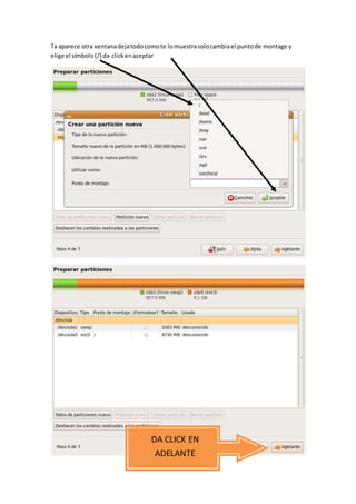 Ta aparece otra ventanadejatodocomote lomuestrasolocambiael puntode montage y
elige el símbolo(/) da clickenaceptar
DA CLICK EN
ADELANTE
 