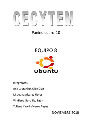 Panindicuaro 10
EQUIPO 8
Integrantes:
Ana Laura González Díaz
M. Juana Alcaraz Flores
Viridiana González León
Yuliana Yareli Viveros Reyes
NOVIEMBRE 2010
 