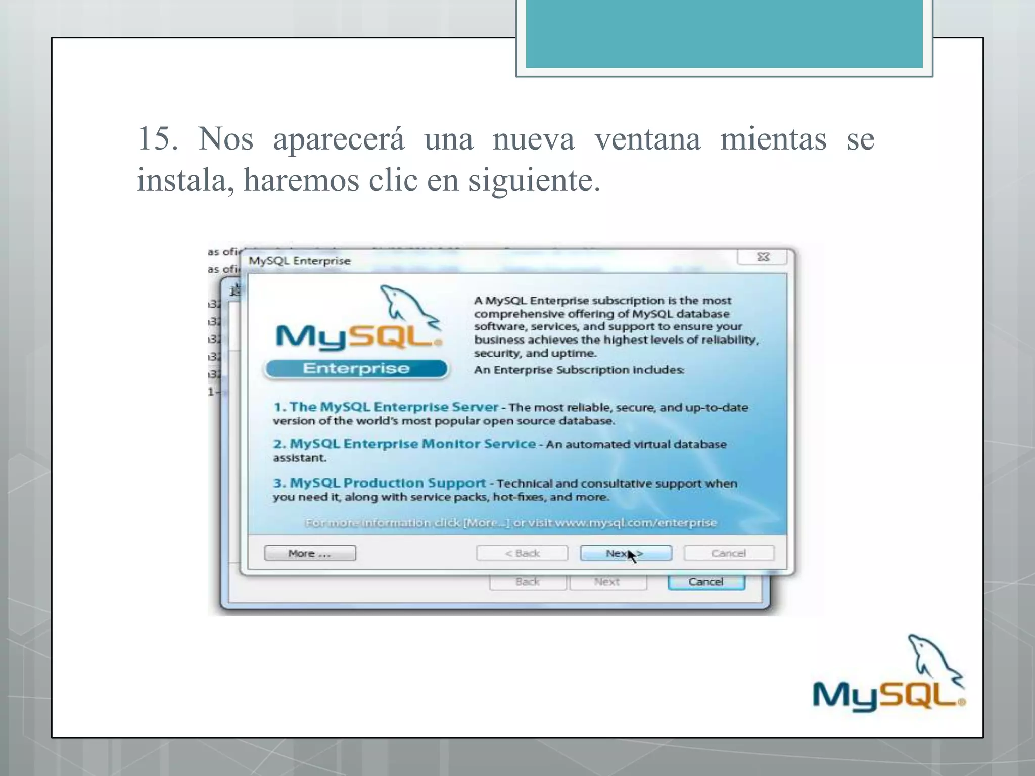 15. Nos aparecerá una nueva ventana mientas se instala, haremos clic en siguiente.
