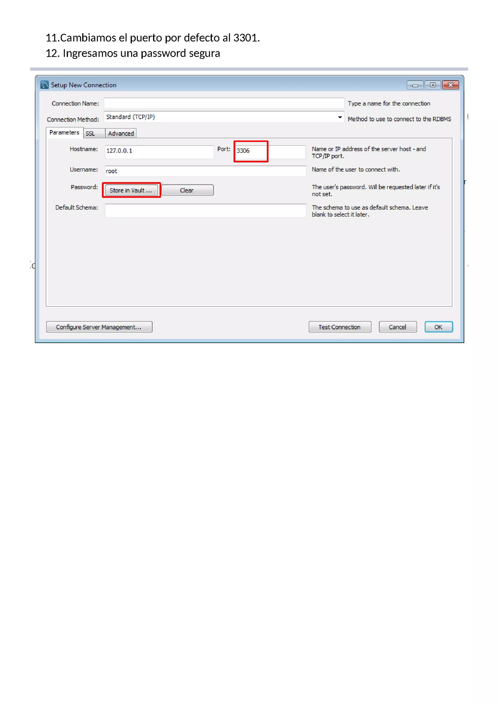 11.Cambiamos el puerto por defecto al 3301.
12. Ingresa mos una password segura
' Mehudmmemmedmhe…
Nanecrllºadúmoflhemhnst -a1d
mºme
Nanenflhemkimnedúlh.
Theusa'spasmd. … bemm&dzdlalarififs
mtset.
Thesd1ema Inuseasdefadtsd1unaioam
Hakkisdectitlahr.
 