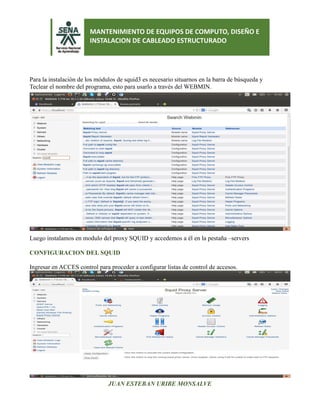 Manual de instalacion webmin y squid j.e.u.m | PDF