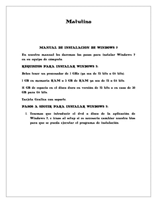 Manual de instalacion windows 7 | DOCX