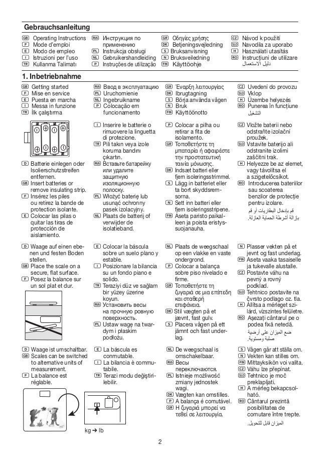 Manual De Instrucoes Balanca Familiar Jgs 22 Beurer