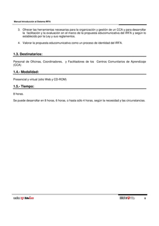 Manual de introducción al sistema irfa | PDF