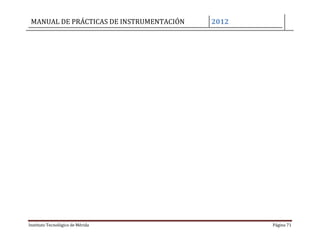 MANUAL DE PRÁCTICAS DE INSTRUMENTACIÓN 2012
Instituto Tecnológico de Mérida Página 71
 