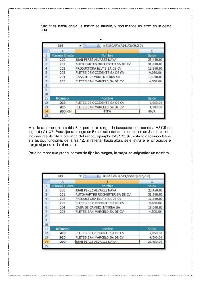 Manual de las funciones de excel