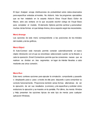 Arena Input Analyzer Example Manual de las herramientas del software arena unidad 4 | DOCX