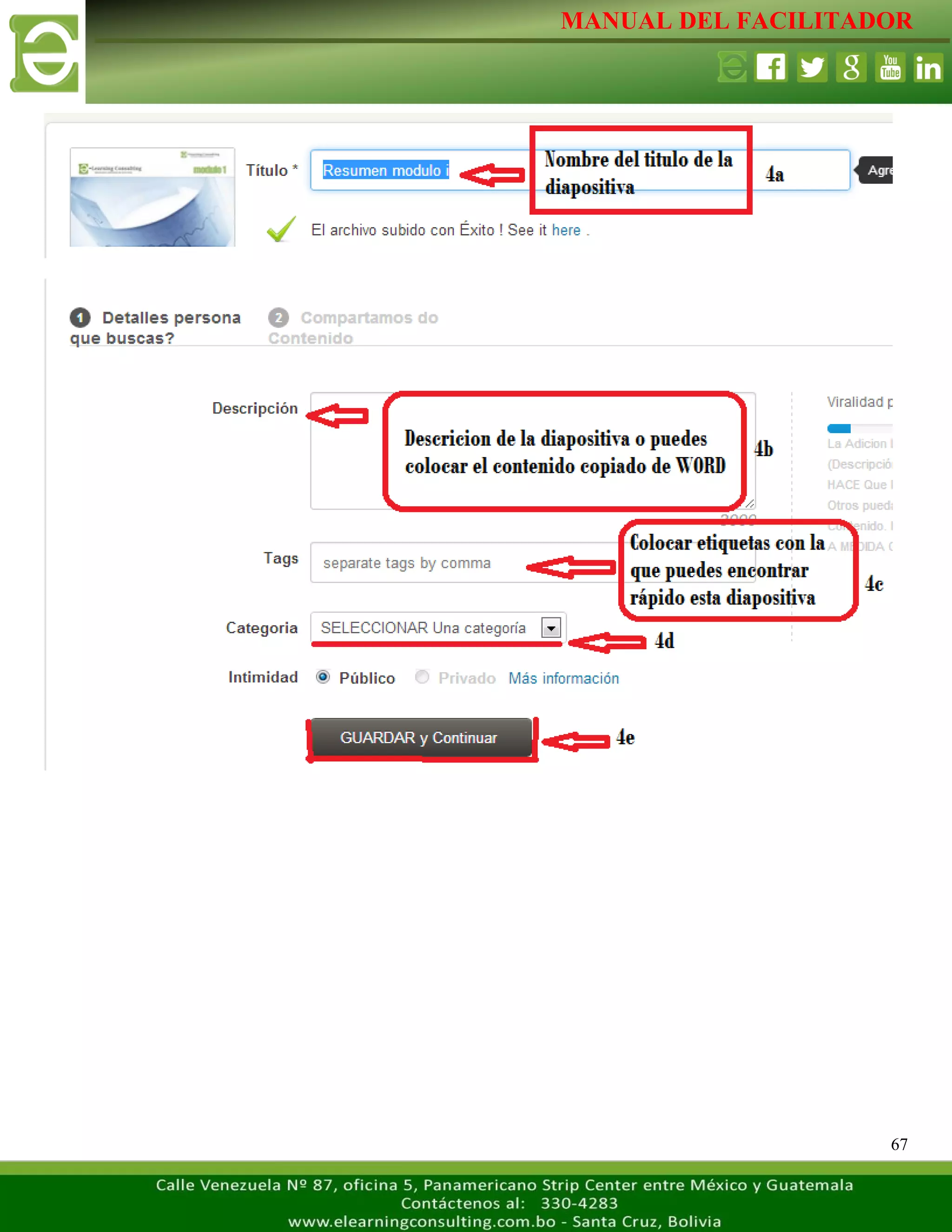 MANUAL DEL FACILITADOR
67
 