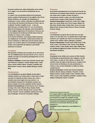 39
les ponen nombres que están relacionados con la cultura
de su región o con los nombres tradicionales de sus
ancestros.
La cultura y las características físicas de los humanos
pueden cambiar drásticamente de una región a otra. En los
Reinos Olvidados, por ejemplo, las vestimentas, la
arquitectura, cocina, música, yliteratura son diferentes que
en las tierras del noroeste de las Marcas de Plata o que en
la distante Turmish o Impiltur al este y más aún
diferentes que en el lejano Kara-Tur. Las características
físicas de los humanos, sin embargo, varían dependiendo
de las antiguas migraciones de los primeros humanos, por
eso los humanos de las Marcas de Plata tienen todas las
variables en cuanto a color y rasgos.
En los Reinos Olvidados, nueve grupos étnicos humanos
son ampliamente reconocidos, aunque hay al menos una
docena localizados en diferentes áreas de Faerûn. Estos
grupos, y los nombres típicos de sus miembros, pueden ser
usados como inspiración sin importar a qué mundo
pertenezca tu humano.
Calishita
Más pequeños y livianos que la mayoría de los otros huma-
nos, los Calishitas tienen una piel marrón oscura, como su
cabello y sus ojos. Se encuentran principalmente en el sur-
oeste de Faerûn.
Nombres Calishitas: (Varón) Aesir, Bardeid, Haseid, Khe-
med, Mehmen, Sudeiman, Zasheir; (Mujer) Atala, Ceidil,
Hama, Jasmal, Meilil, Seipora, Yasheira, Zasheida; (ape-
llidos) Basha, Dumein, Jassan, Khalid, Mostana, Pashar,
Rein.
Chondathan
Los Chondathianos son gente delgada de piel rojiza y
cabellos castaños, que varían desde el rubio hasta el negro
casi total. La mayoría son altos y tienen ojos verdes o
castaños, pero esos rasgos son muy comunes. Los
descendientes humanos de Chondathan dominan las
tierras centrales de Faerûn, alrededor del Mar Interior.
Nombres Chondathianos: (Varón) Darvin, Dorn, Evendur,
Gorstag, Grim, Helm, Malark, Morn, Randal, Stedd;
(Mujer) Arveene, Esvele, Jhessail, Kerri, Lureene, Miri,
Rowan, Shandri, Tessele; (apellidos) Amblecrown, Buck-
man, Dundragon, Evenwood, Greycastle, Tallstag.
Damaran
Encontrados principalmente en el noroeste de Faerûn, los
Damarianos son bastante altos y fuertes, con tonos de piel
que varían entre el rojizo y el claro. Su pelo es
normalmente castaño o negro, y su color de ojos varía
enormemente, aunque el más común es el castaño.
Nombres Damarianos: (Varón) Bor, Fodel, Glar, Grigor,
Igan, Ivor, Kosef, Mival, Orel, Pavel, Sergor; (Mujer) Ale-
thra, Kara, Katerin, Mara, Natali, Olma, Tana, Zora; (ape-
llidos) Bersk, Chernin, Dotsk, Kulenov, Marsk, Nemetsk,
Shemov, Starag.
Illuskan
Los Illuskanitas son gente alta y de piel clara con ojos
azules o de color gris acero. La mayoría tiene el pelo negro
azabache, pero aquellos que viven en el extremo noroeste
pueden tener cabellos rubios, pelirrojos o castaños.
Nombres Illuskanitas: (Varón) Ander, Blath, Bran, Frath,
Geth, Lander, Luth, Malcer, Stor, Taman, Urth; (Mujer)
Amafrey, Betha, Cefrey, Kethra, Mara, Olga, Silifrey, Wes-
tra; (apellidos) Brightwood, Helder, Hornraven, Lackman,
Stormwind, Windriver.
Mulan
Dominantes en las orillas este y sureste del Mar Interior,
los Mulanitas son generalmente altos, delgados y de piel
color ámbar, con ojos de color castaño o avellana. Sus
cabellos varían del negro al marrón oscuro, aunque en las
tierras donde los Mulatinas son más prominentes, la
nobleza y otros muchos Mulanitas se afeitan la cabeza
completamente.
Nombres Mulanitas: (Varón) Aoth, Bareris, Ehput-Ki,
Kethoth, Mumed, Ramas, SoKehur, ThazarDe, Urhur;
(Mujer) Arizima, Chathi, Nephis, Nulara, Murithi, Sefris,
Thola, Umara, Zolis; (apellidos) Ankhalab, Anskuld, Fezim,
Hahpet, Nathandem, Sepret, Uuthrakt.
Variante de rasgos humanos
Si tu campaña utiliza las reglas opcionales de dotes del
Manual del Jugador, tu Dungeon Master quizás permita
esta variación de los rasgos, que reemplaza el rasgo
humano de In-cremento de puntuación de característica.
Incremento de Puntuación de Característica. Dos
puntuaciones de característica diferentes que elijas
aumentan en 1.
Habilidades. Ganas competencia en una habilidad de tu
elección.
Dote. Ganas una dote de tu elección.
 