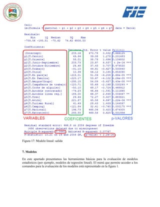 Figura 17: Modelo lineal: salida

7. Modelos
En este apartado presentamos las herramientas básicas para la evaluación de modelos
estadísticos (por ejemplo, modelos de regresión lineal). El menú que permite acceder a los
comandos para la evaluación de los modelos está representado en la figura 1.

 