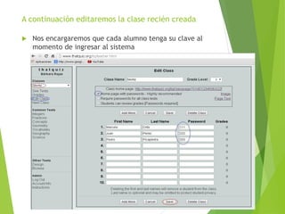 A continuación editaremos la clase recién creada
 Nos encargaremos que cada alumno tenga su clave al
momento de ingresar al sistema
 
