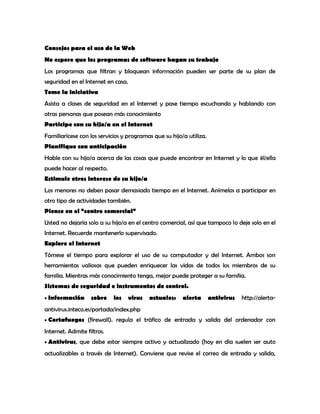Manual del uso adecuado de la web