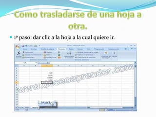  1º paso: dar clic a la hoja a la cual quiere ir.

 