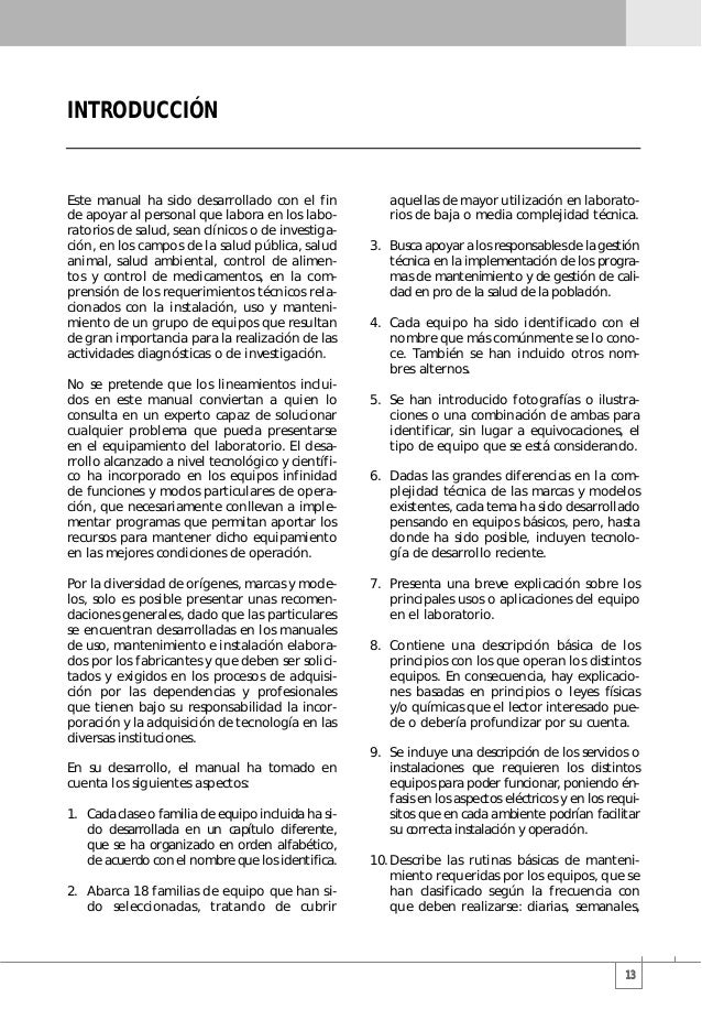 Manual De Mantenimiento Para Equipo De Laboratorio Oms 2005 - 