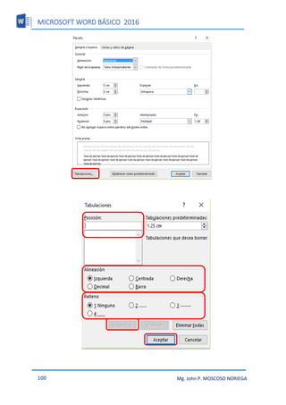 MICROSOFT WORD BÁSICO 2016
100 Mg. John P. MOSCOSO NORIEGA
 