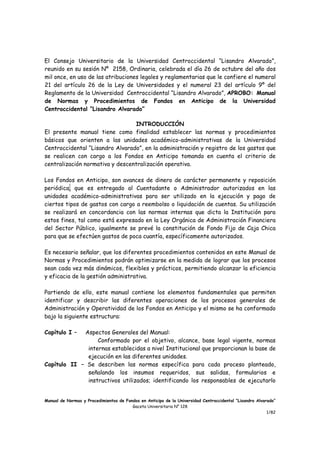 Manual de normas y procedimientos de fondos en anticipo PDF 