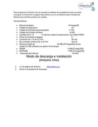 Manual de operación arduino cabezal | DOCX