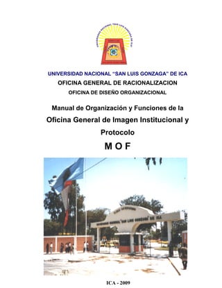 Manual de organización y funciones de la imagen institucional y protocolo