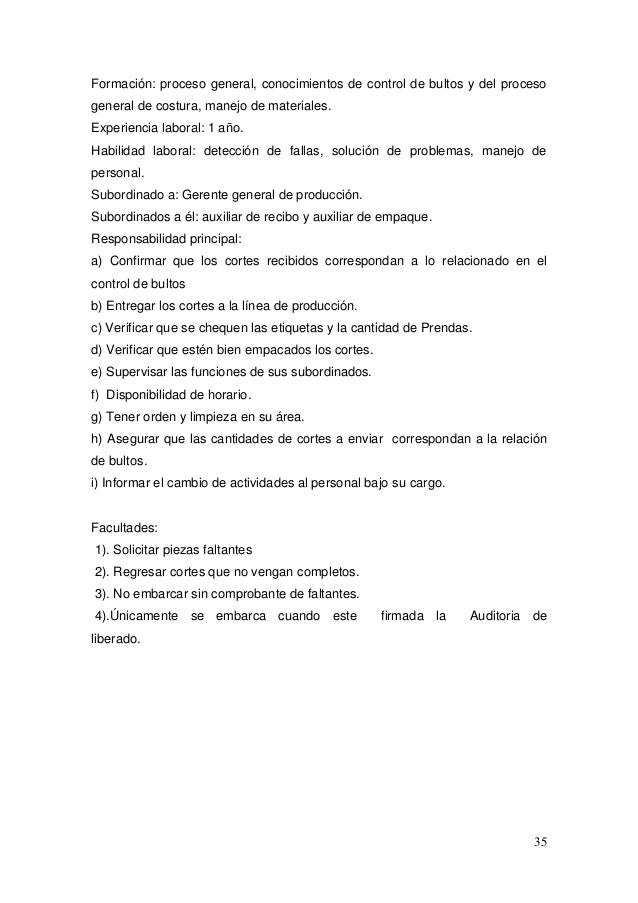 Manual De Funciones Del Auxiliar De Produccion