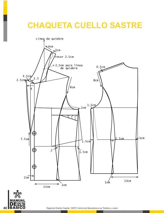 Manual de patronaje CMT SENA Cuello Sastre Tutorial Patrones y confección. (cuello